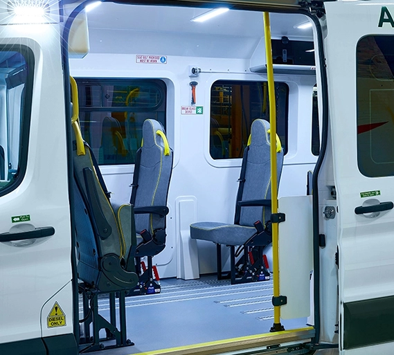 Patient Transport vehicle with side door open