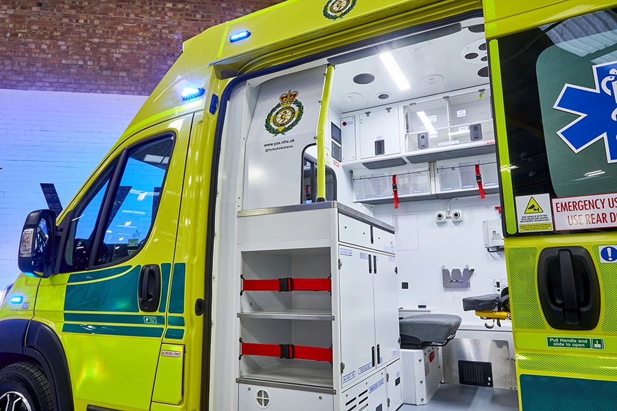 ambulance side door open showing trauma wall